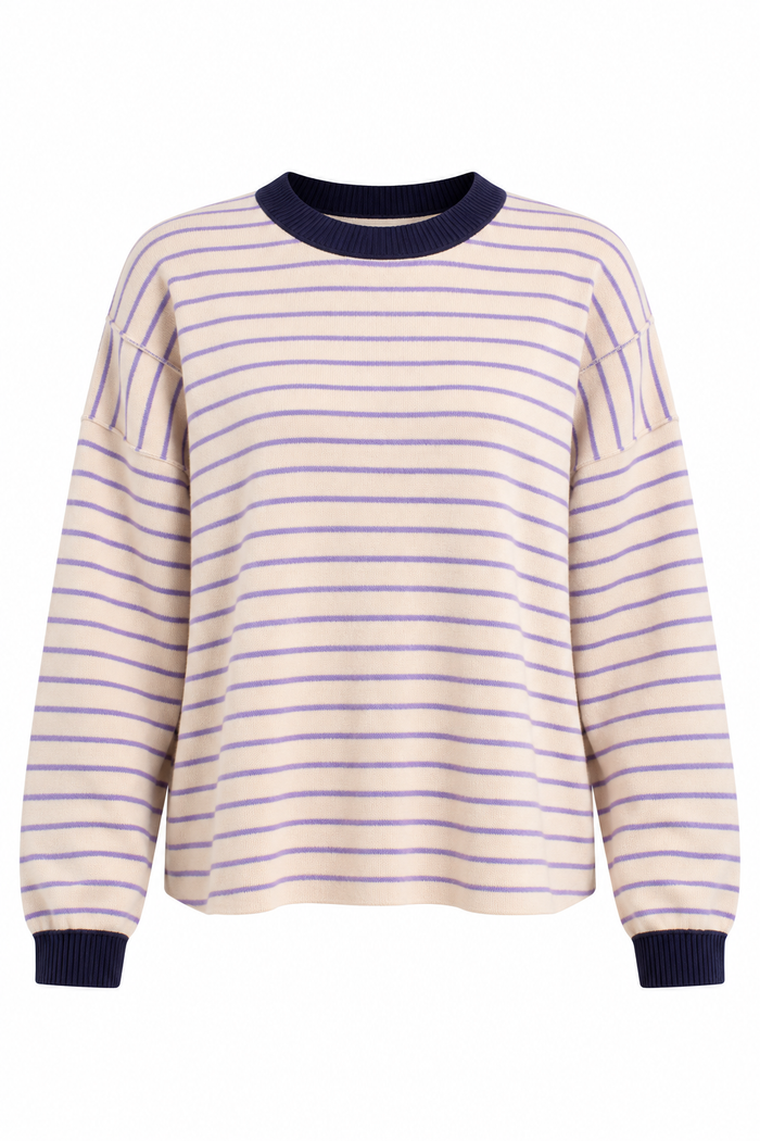 Everyday Gathering Striped Cream Knit Top