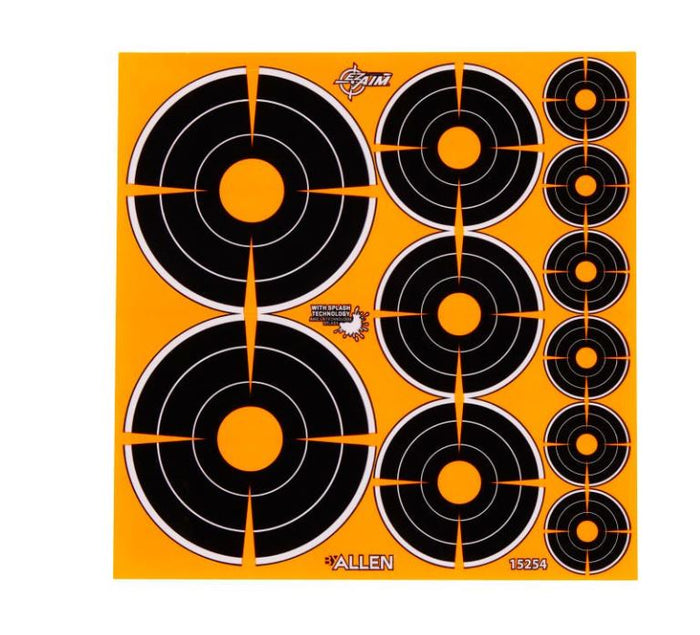 EZ Aim Adhesive Splash Reactive Paper Shooting Targets, Bullseye Target