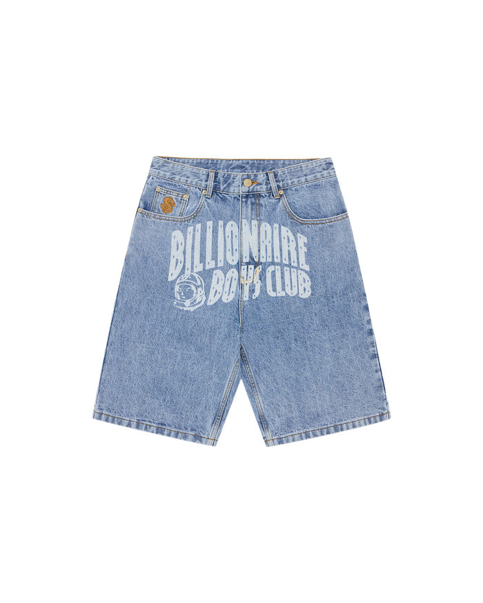 Faded Arch Logo Denim Shorts