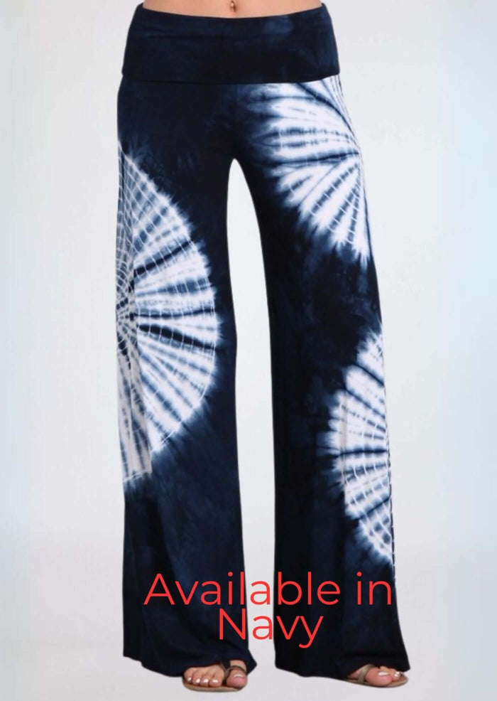 Fashionable Fuchsia Tie Dye Palazzo Pants Made in USA - RFE Marketing Ventures