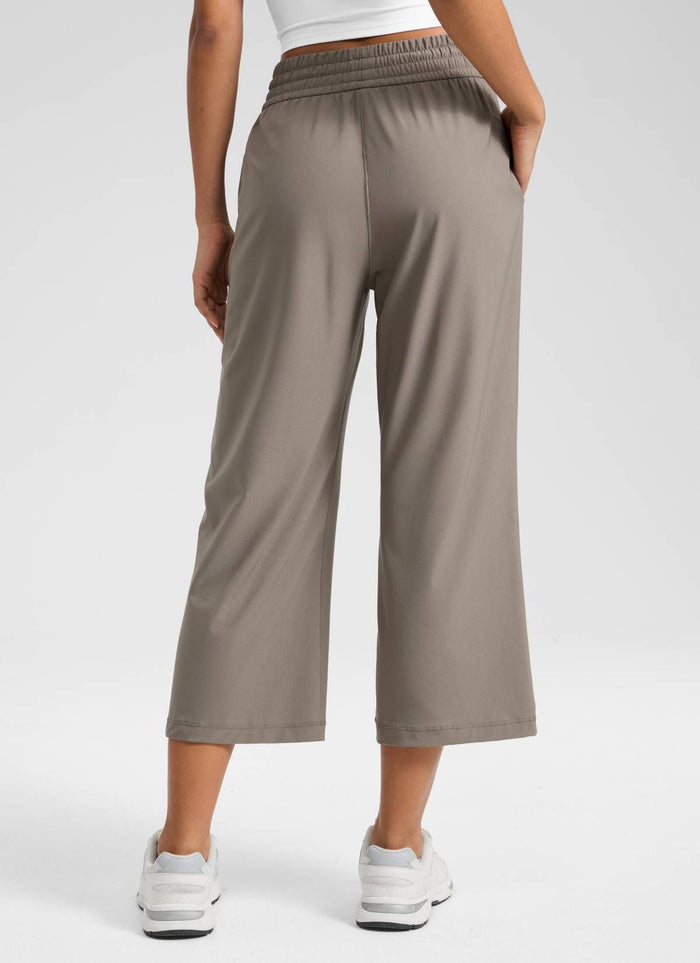 CRZ YOGA Women's Feathery-Fit Drapey Casual High Rise Flare Pant 23" Nomad Grey