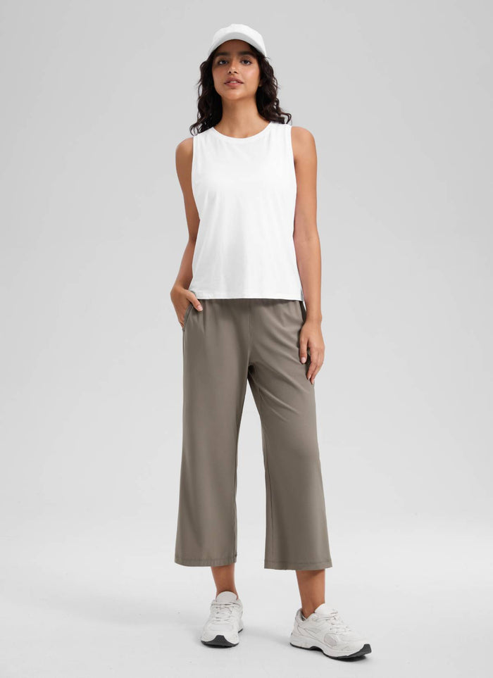 CRZ YOGA Women's Feathery-Fit Drapey Casual High Rise Flare Pant 23" Nomad Grey