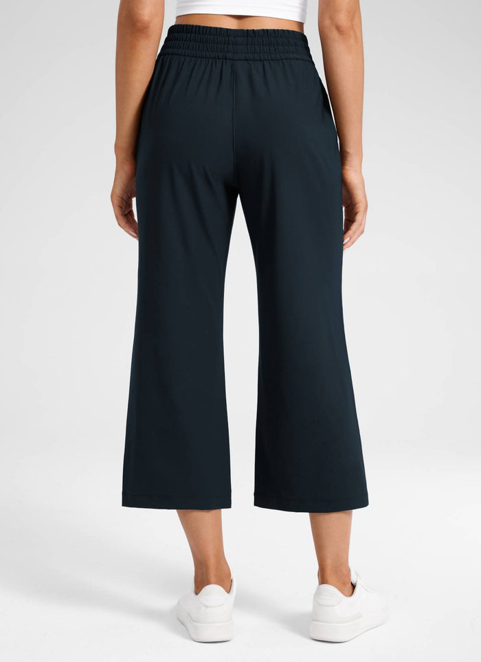 CRZ YOGA Women's Feathery-Fit Drapey Casual High Rise Flare Pant 23" True Navy