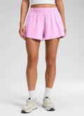 CRZ YOGA Women's Feathery-Fit Drapey High Rise Relaxed Fit Shorts 2.5" Vita Pink
