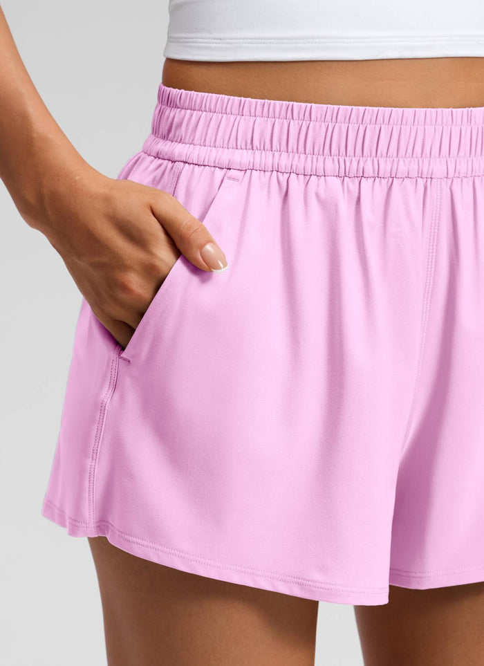 CRZ YOGA Women's Feathery-Fit Drapey High Rise Relaxed Fit Shorts 2.5" Vita Pink