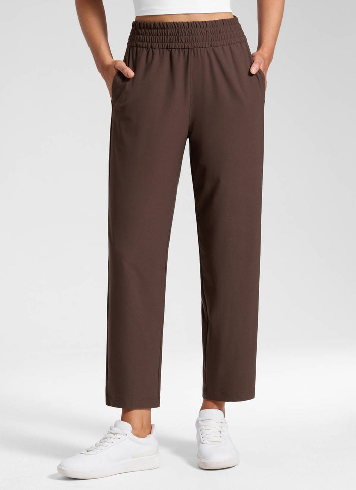 CRZ YOGA Women's Feathery-Fit Drapey Casual High Rise Pocket Pant 27" Hot Fudge Brown