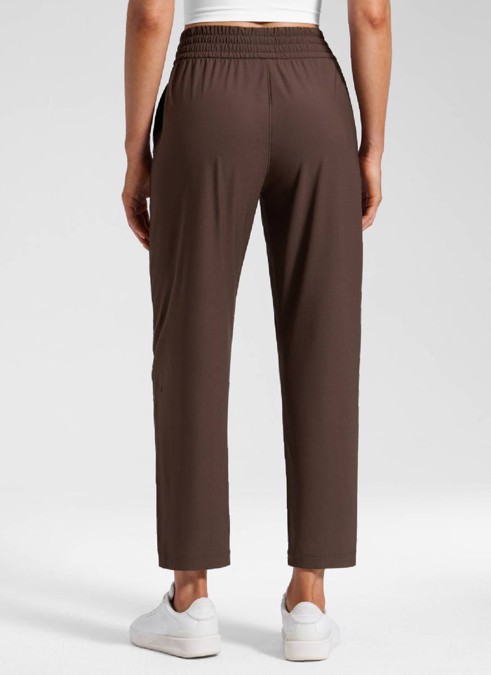 CRZ YOGA Women's Feathery-Fit Drapey Casual High Rise Pocket Pant 27" Hot Fudge Brown