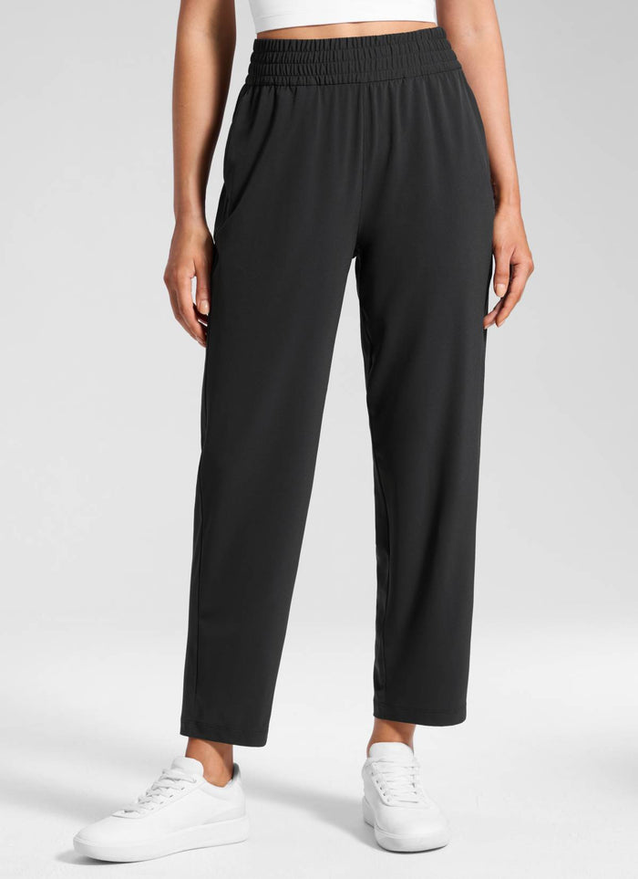 CRZ YOGA Women's Feathery-Fit Drapey Casual High Rise Pocket Pant 27" Black