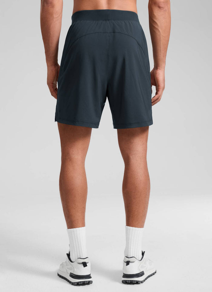 CRZ YOGA Man's Feathery-Fit Soft Training Mid Rise Linerless Shorts 7" True Navy