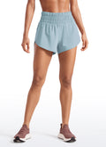 CRZ YOGA Women's Running Feathery-Fit Soft High Rise Shorts Pocket 3'' Light grayish blue