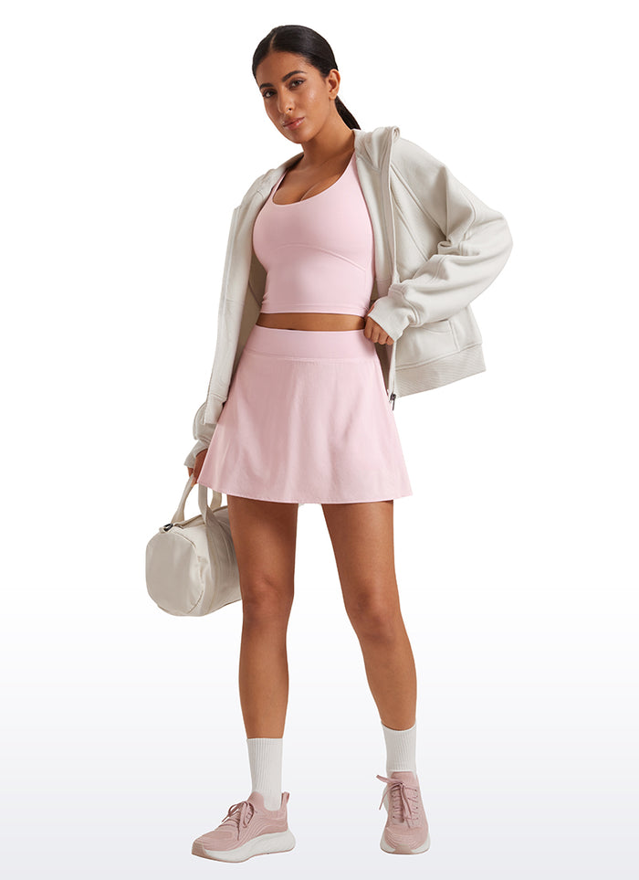 CRZ YOGA Women's High Waisted Flowy Golf Tennis Skirts with Pockets Pink Peony