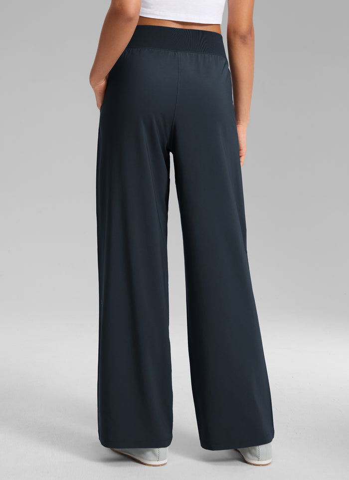 CRZ YOGA Women's Lightweight Flowy Lounge Wide Leg Pocket Pants 30" True Navy