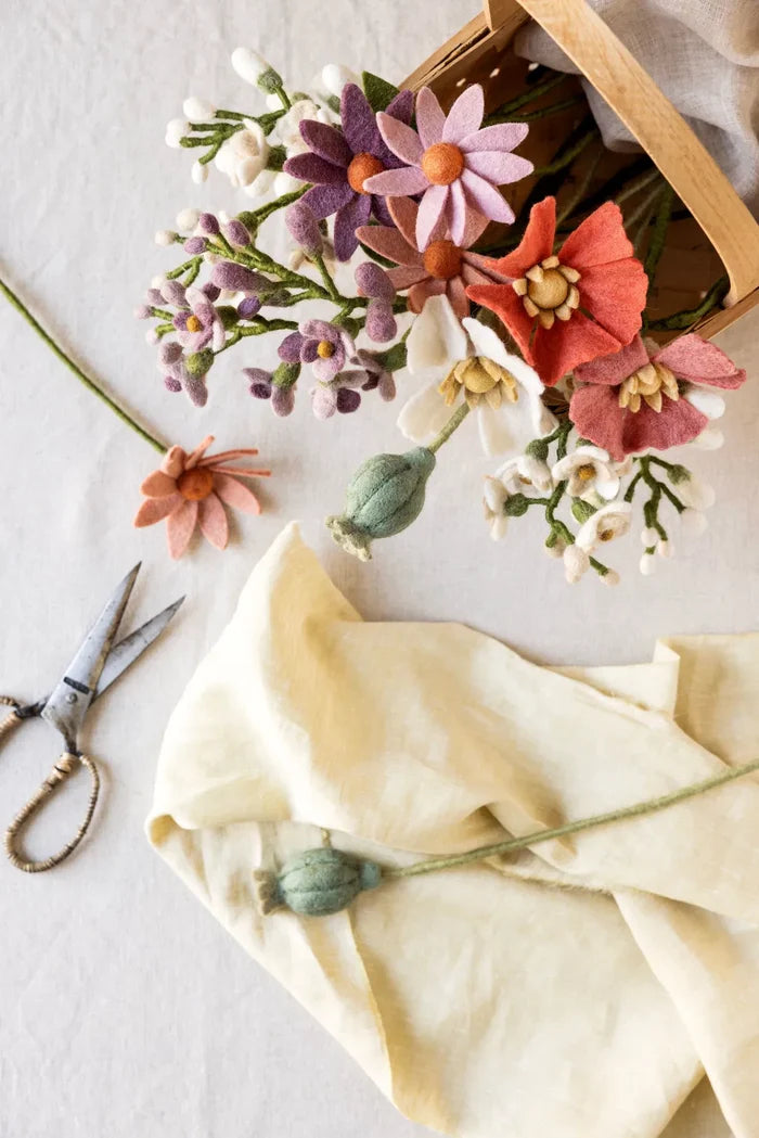 Felt Poppy Flower - White