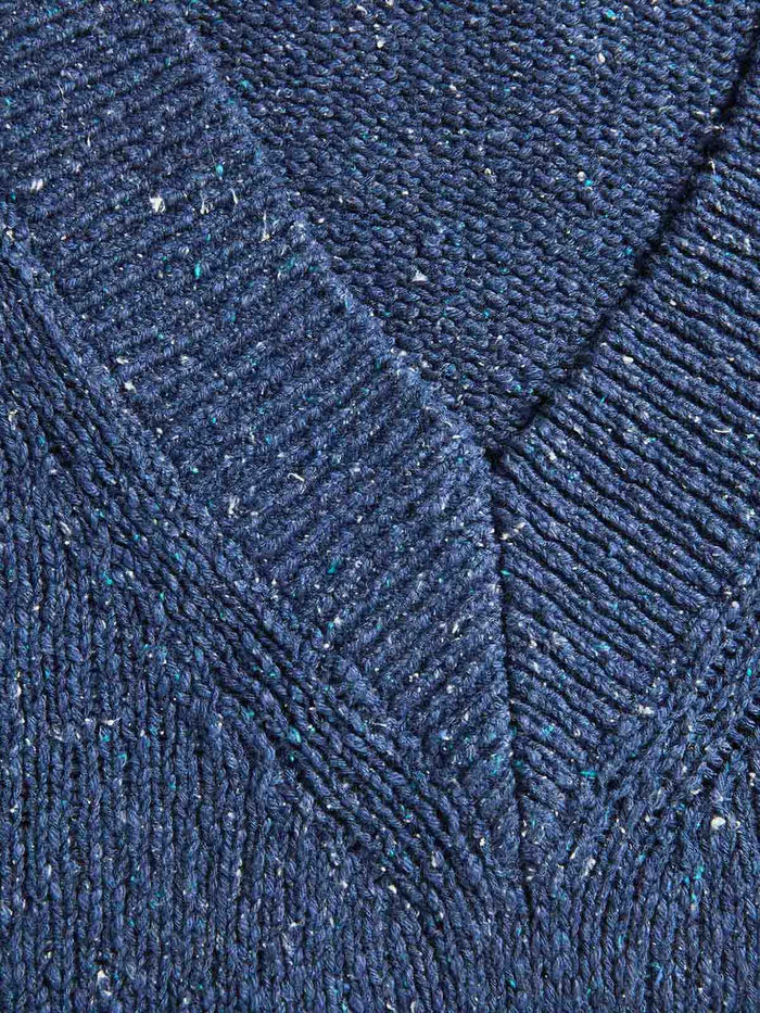 Flecked Cotton Silk Blend V Neck Jumper