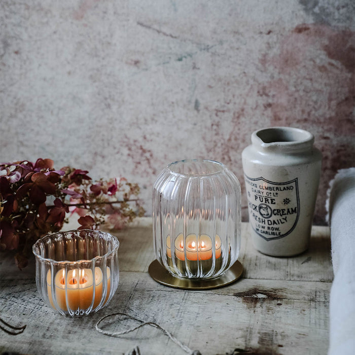 Fluted Glass Tealight Lantern