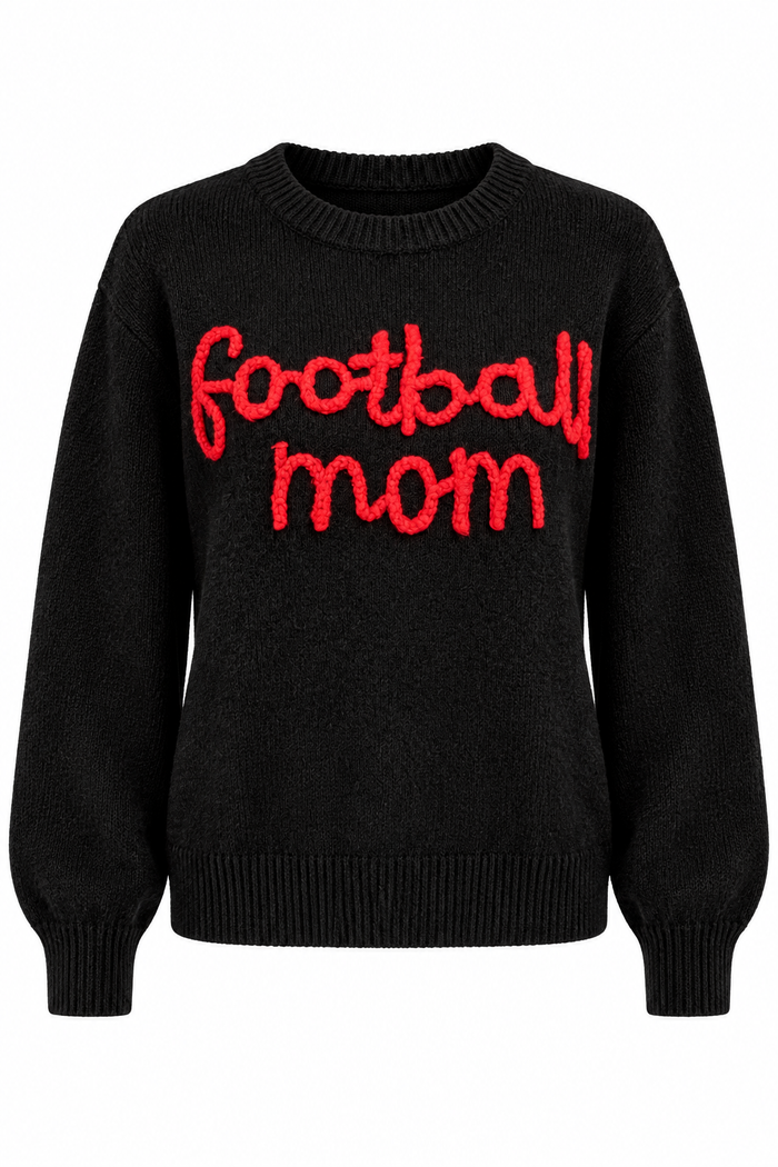 Football Mom Black Knit Sweater