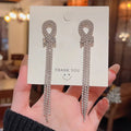 Bow Diamond Tassel Long Earrings fashionnsio