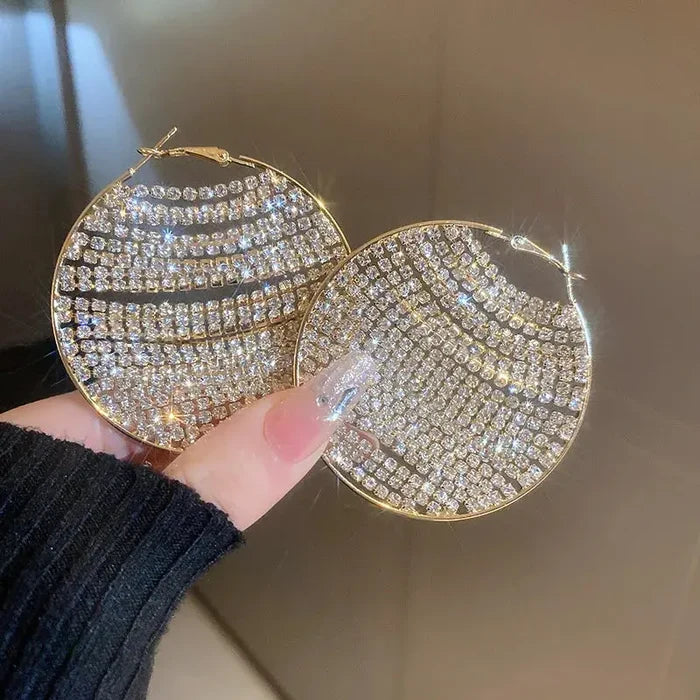 Full Diamond Round Hoop Earrings fashionnsio