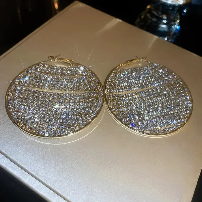 Full Diamond Round Hoop Earrings fashionnsio