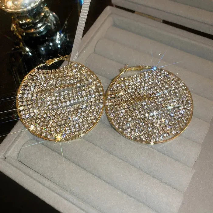 Full Diamond Round Hoop Earrings fashionnsio