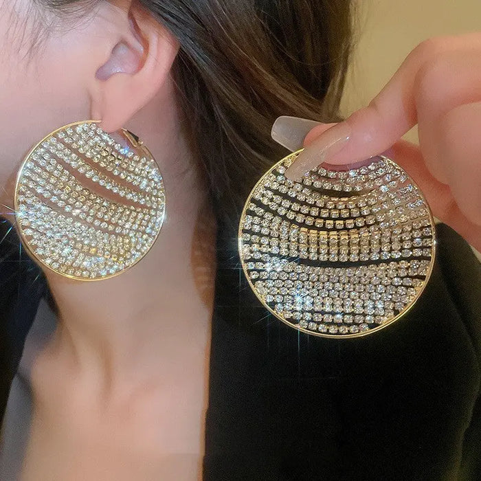 Full Diamond Round Hoop Earrings fashionnsio
