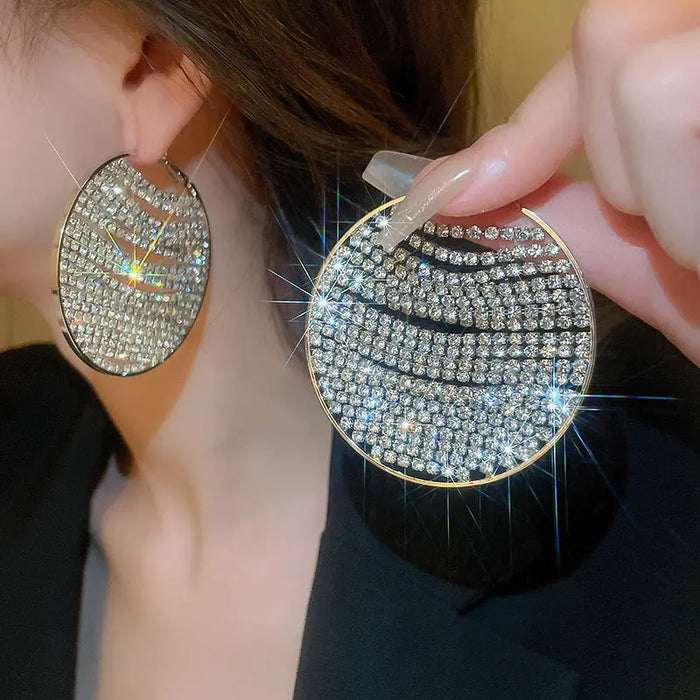 Full Diamond Round Hoop Earrings fashionnsio