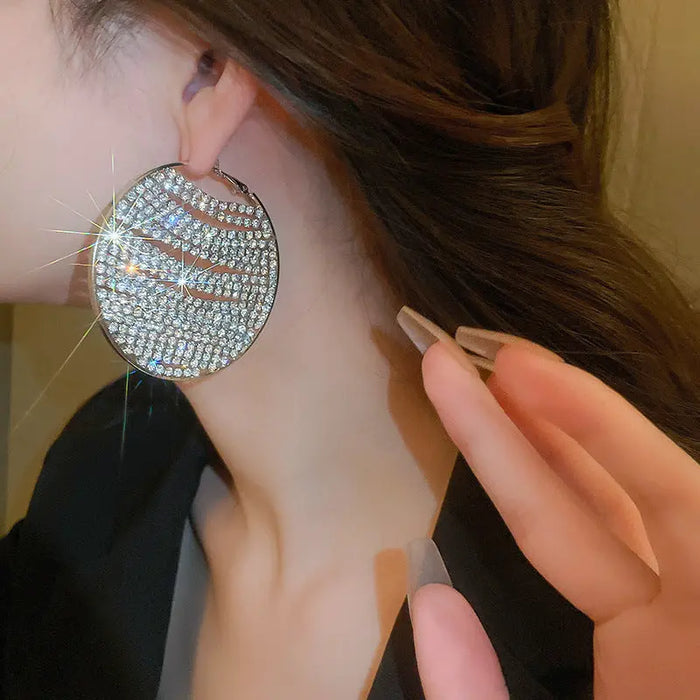 Full Diamond Round Hoop Earrings fashionnsio