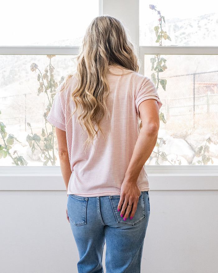 Gabby Contrast Corded Top - Pink Lovely Melody