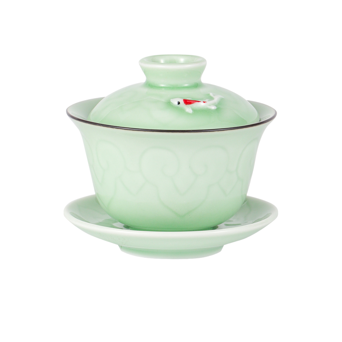 Gaiwan, Celadon Green Koi, 5 oz
