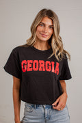 Georgia Black Cropped Graphic Tee