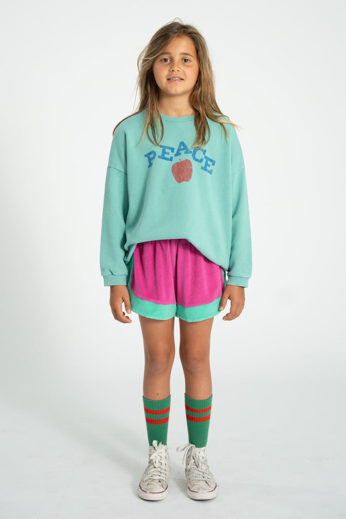 Girl fuchsia and green terry shorts