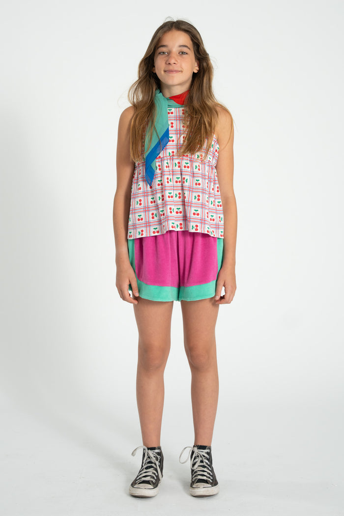 Girl fuchsia and green terry shorts