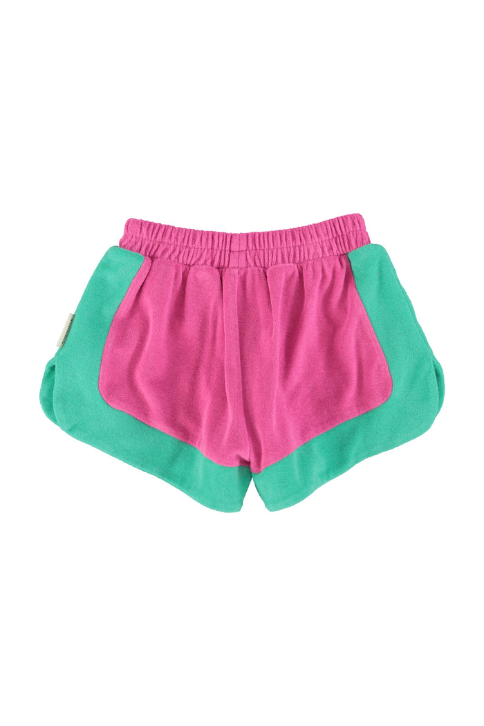 Girl fuchsia and green terry shorts