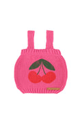 Girl pink knitted top with cherry print