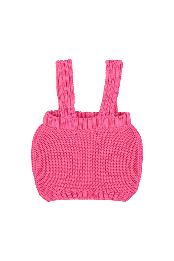 Girl pink knitted top with cherry print