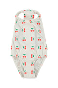 Girl Swimsuit with Back Bow in Cherry Print