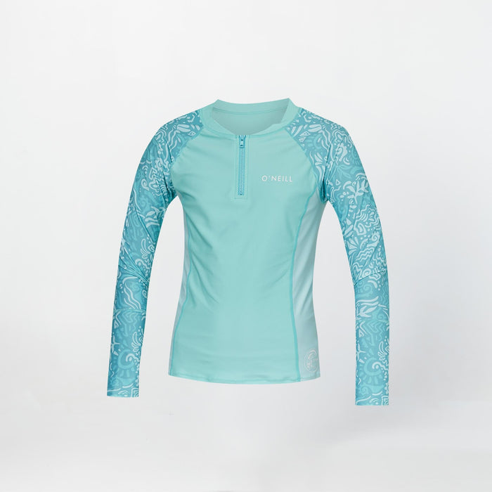Girl's Bahia 1/4 Zip Long Sleeve Rash Vest - Tidepool
