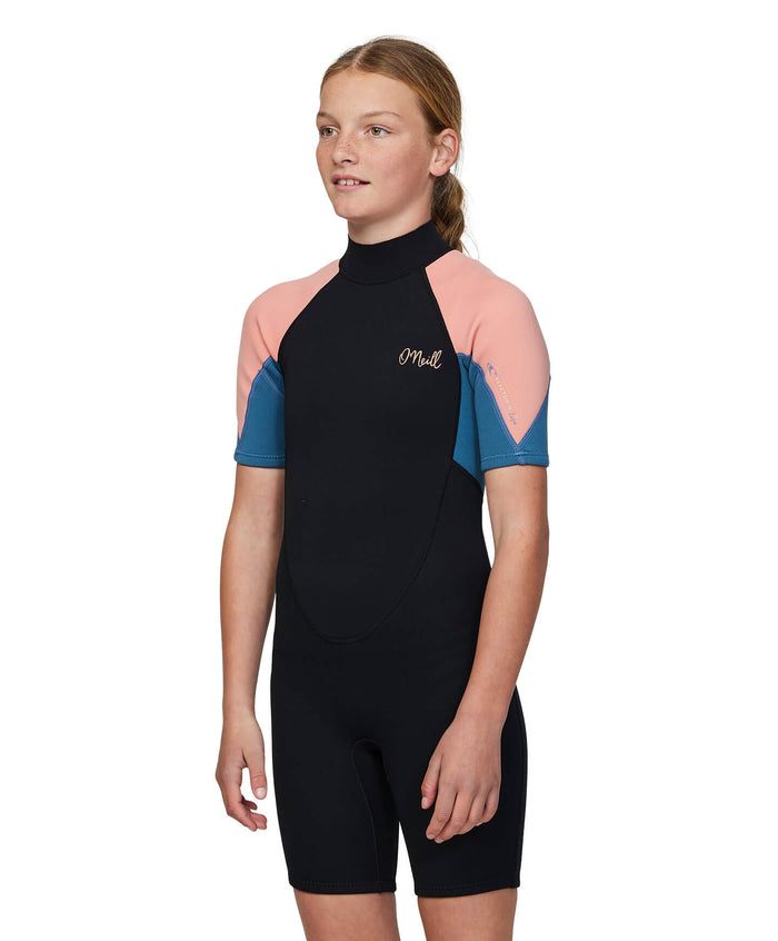 Girl's Reactor 2mm Short Sleeve Spring Suit Back Zip - Peach
