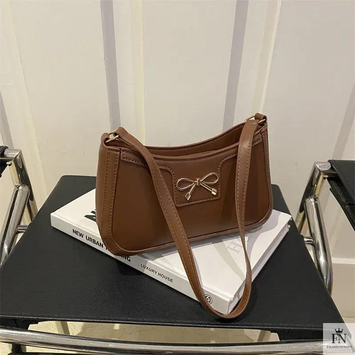Gold Accent Bow Shoulder Bags - Fashionnsio