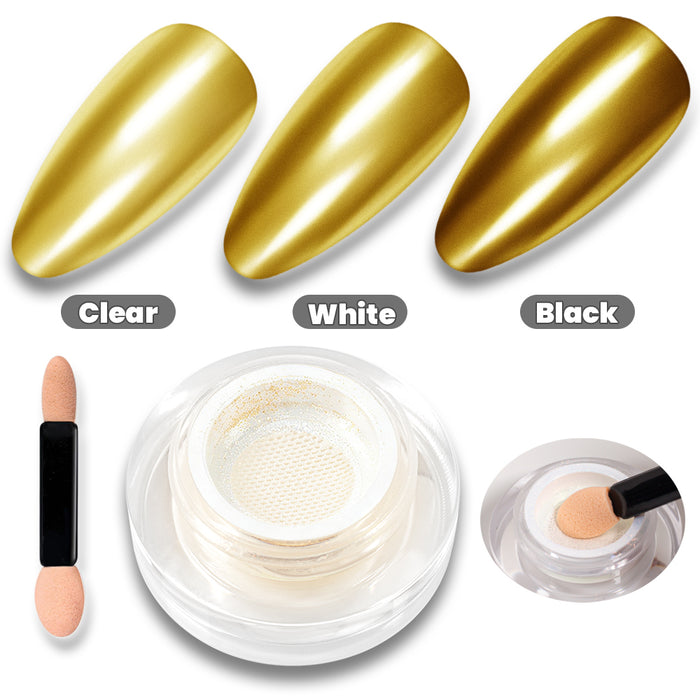 Gold Cushion Chrome Nail Powder | Mirror, Starry & 3D Effect