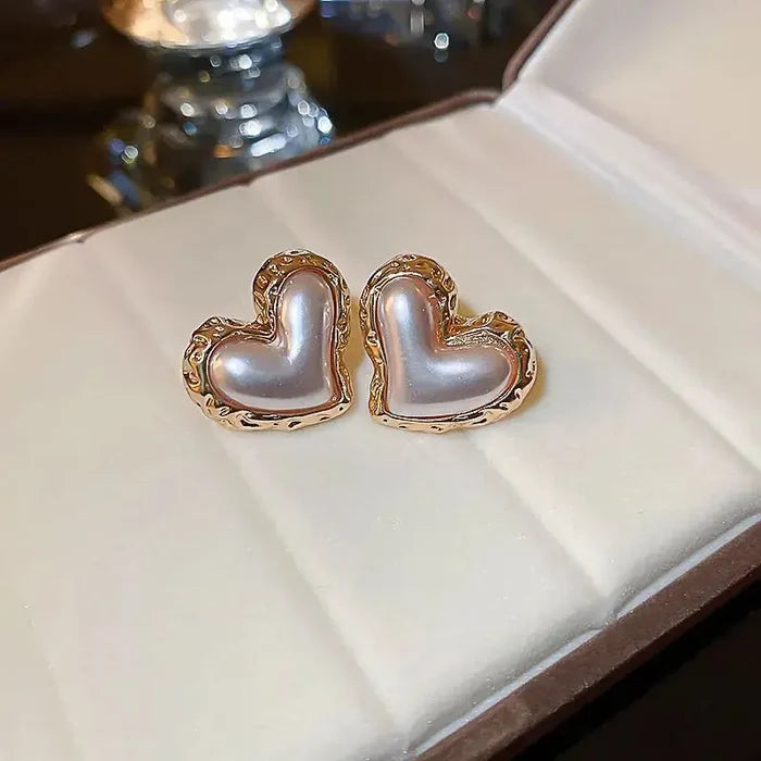 Gold Plated Heart Stud Earrings fashionnsio