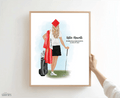 Golfer (Female) Graduation Portrait Print, Custom Digital Drawing - Scrap Bits