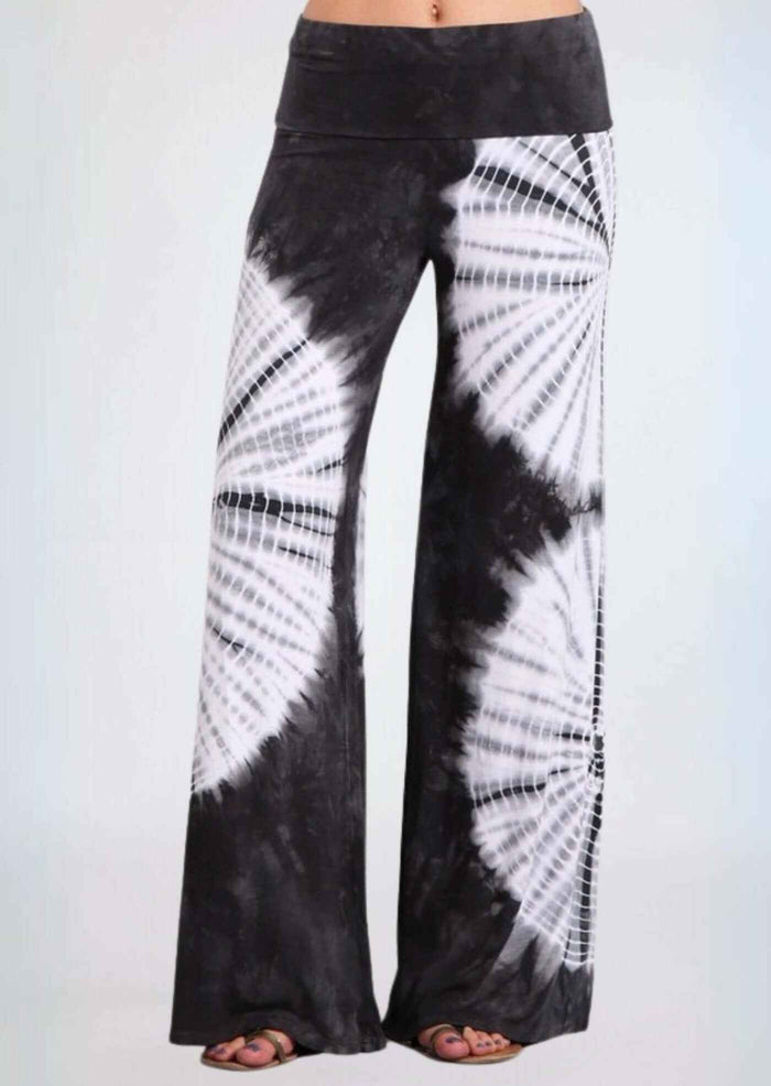 Groovy Grey Tie Dye Palazzo Pants - Stylish & Made in USA