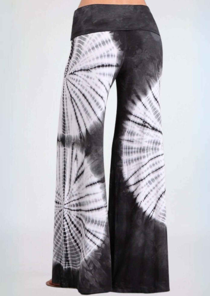 Groovy Grey Tie Dye Palazzo Pants - Stylish & Made in USA
