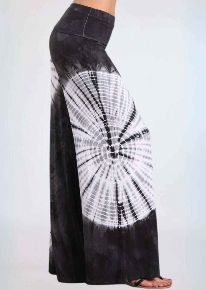 Groovy Grey Tie Dye Palazzo Pants - Stylish & Made in USA