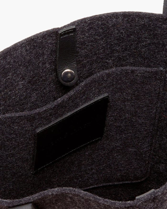 Hana Merino Wool Felt Tote, Charcoal Felt / Black Leather