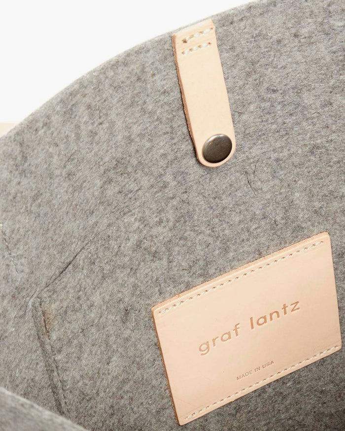 Hana Merino Wool Felt Tote, Granite Felt / Natural Leather