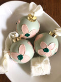 Hand-Painted Ceramic Ball Ornaments, Mint