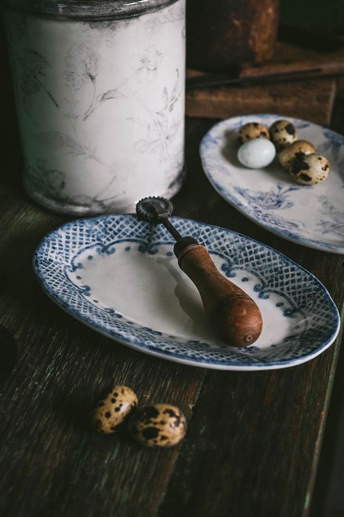 Hand-Painted Indigo Ceramic Tray