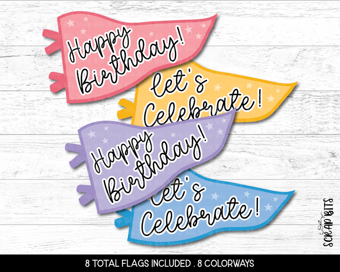 Happy Birthday Printable Pennant Flags Bundle, Let's Celebrate . Instant Download - Scrap Bits